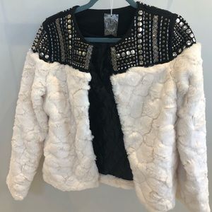 Never worn faux fur jacket